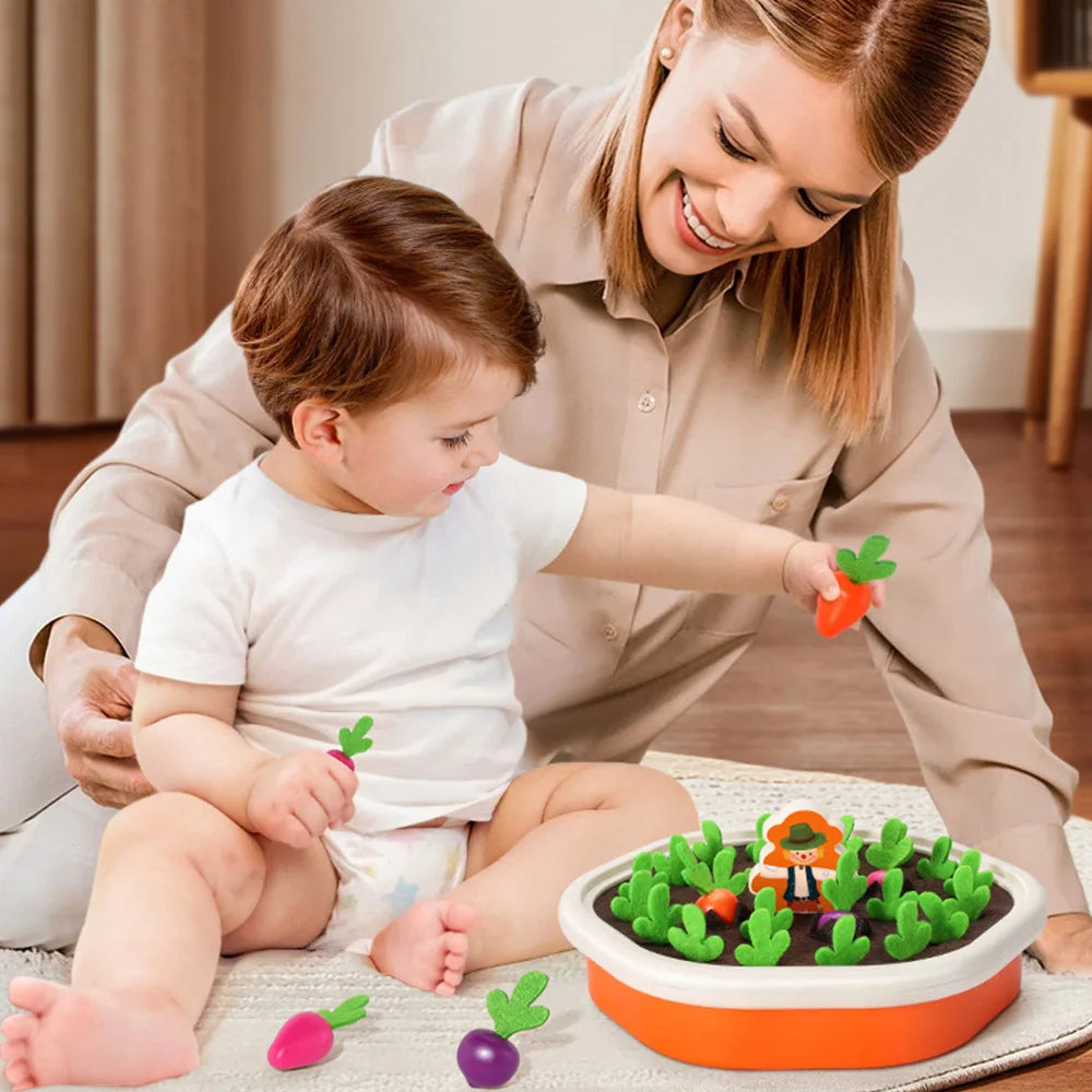 Children's Pull Radish Toy Fun Tabletop Carrot Harvest Game Teaching Aids Shape Sorting Matching Early Education Toys for Babies