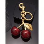 Unique Shiny Cherry Shaped Pendant, New Cherry Crystal Pendant, Keychain Pendant, Cherry Decor Keychain With Clasp, Shiny Resin Product, Suitable As Bag Accessory, Suitable For Women Handbag