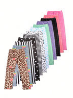 1 Pair of Cute Print Kids Baby Girl Leggings Spring Summer Children Stretch Slim Pants Suitable for 2-12 Years Girls Daily Wear