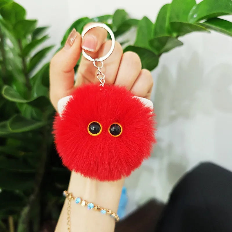 Blush Cat Ball Original Design Cartoon Handmade Plush Pendant Cat Keychain Girly Gift for Girls