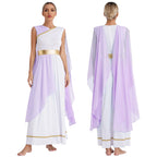 Womens Ancient Greek Athenian Princess Dress Toga Halloween Senator Caesar Cosplay Party Costume Roman Empress Long Robe Dress