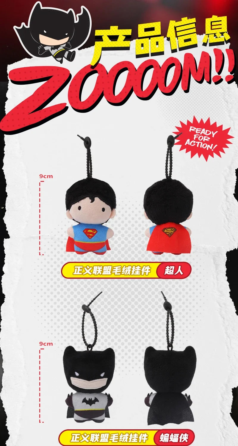 9cm Soft Plush Keychain DC Justice League Batman Superman Harley Quinn Joker Cute Cartoon Movie Dolls Creative Christmas Gifts
