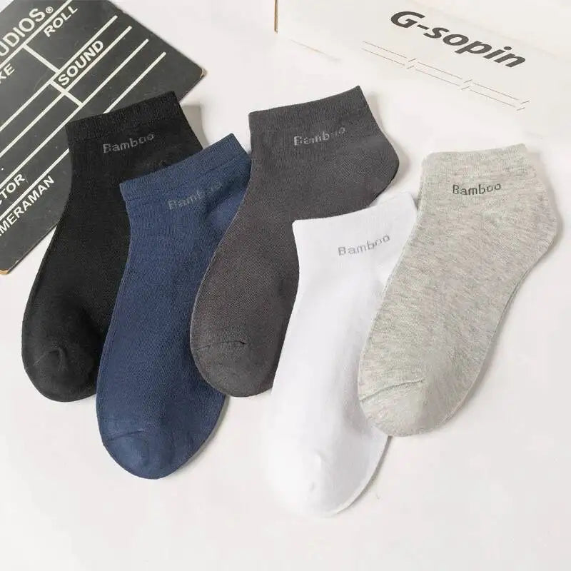 5/10/15 Pairs Men's Bamboo Fiber Socks Short High Quality New Casual Breatheable Anti-Bacterial Man Ankle Socks Men Size 38-45
