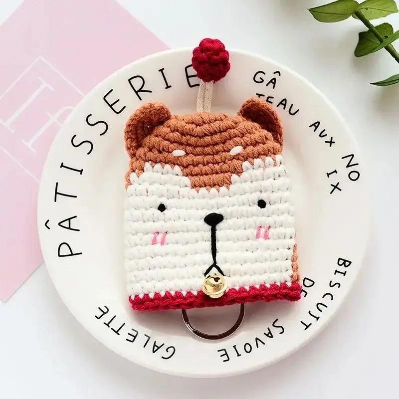 Cute Animal Doll Crochet Keychains For Keys Storage Funny Puppy Series Knitted Bag For Car Keys Holder Keyrings Custom Wholesale