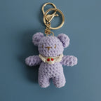 Cute Small Bear Doll Keychain For Couple Gifts Handmaking Crochet Cartoon Bear Keychain Knitting Animal Doll Custom Accessories