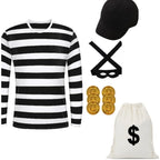 Movie Convict Thief Cosplay Costume Bank Robber Disguise Accessories Sets for Kids Halloween Carnival Party Clothes Role Play