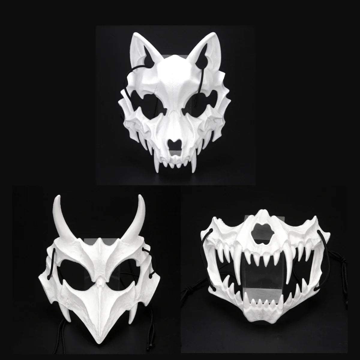 Halloween Carnival Party Mask Anime Dragon God Skeleton Half Face Masks Bone Skull Animals Mask Cosplay Dance Prom Costume Props