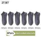 6Pairs High Quality Men Combed Cotton Socks Short Breathable Odor proof and antibacterial Business Spring Summer for Male sock