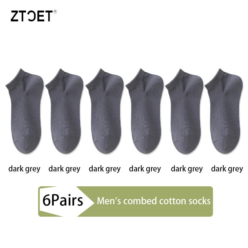 6Pairs High Quality Men Combed Cotton Socks Short Breathable Odor proof and antibacterial Business Spring Summer for Male sock