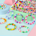 1200 Pcs Polymer Clay Beads Bracelet Making Kit, Animal Fruit Flower Butterfly Bunny Pony Letter Beads Charms for Jewelry making