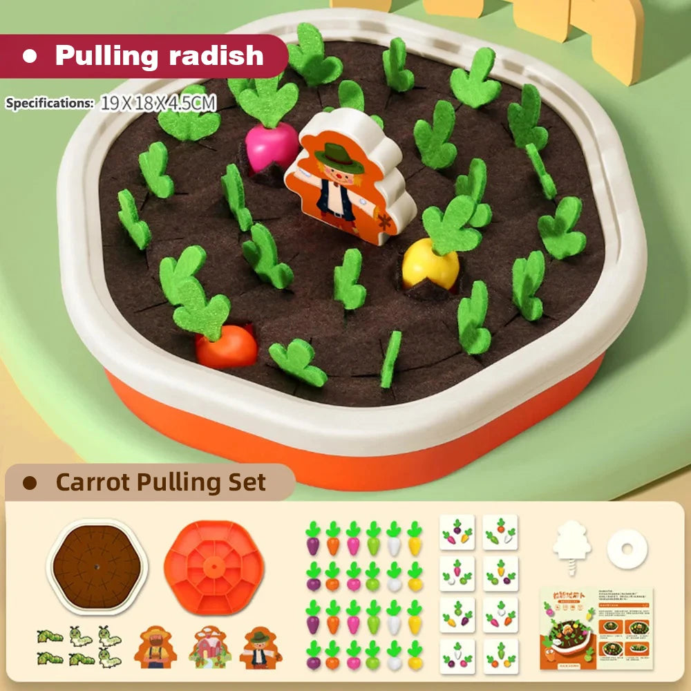 Children's Pull Radish Toy Fun Tabletop Carrot Harvest Game Teaching Aids Shape Sorting Matching Early Education Toys for Babies