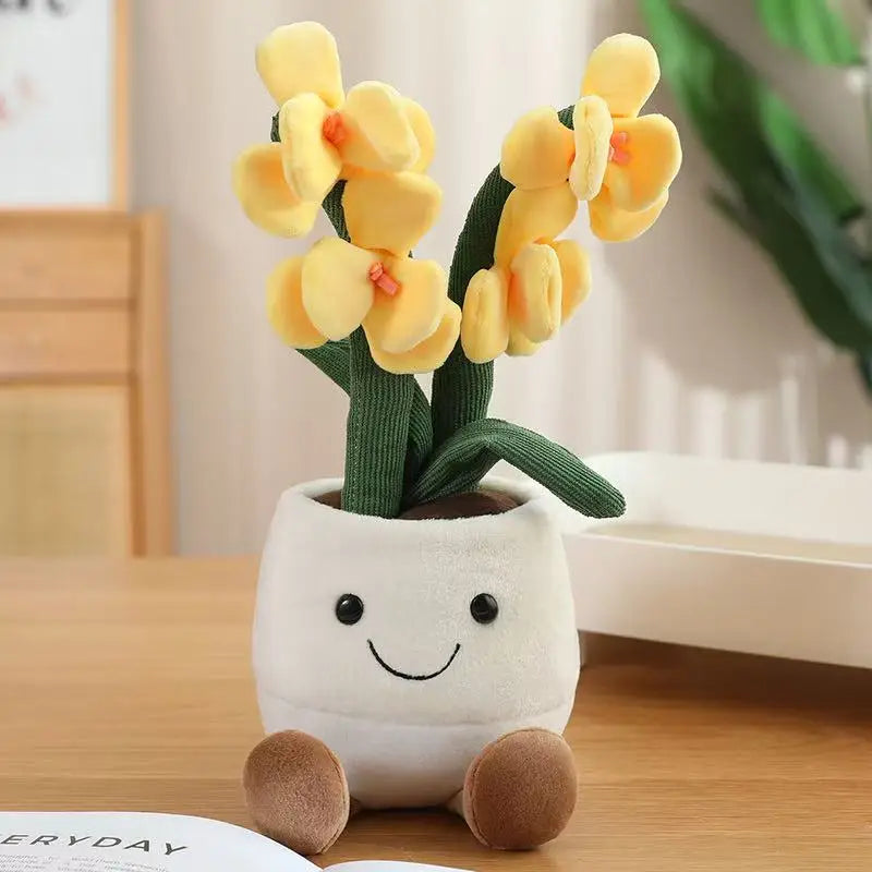 35cm Flowerpot Figurine Simulation Filled Plush Toy Figurine Cartoon Anime Cute Pillow Fun Home Decoration Office Ornament