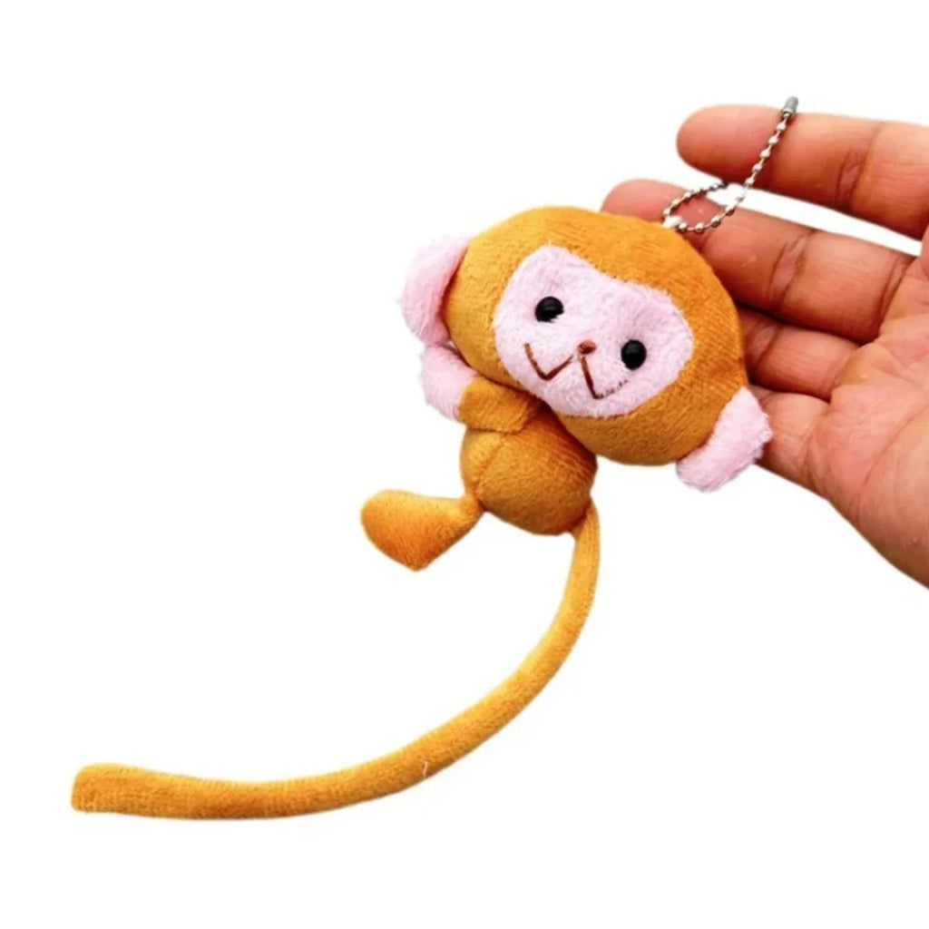 Long Tailed Monkey Keychain Cartoon Plush DIY Doll Pendant Backpack Accessory Gift for Children Girls