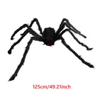 Giant Black Plush Spider Halloween Decoration 30-200cm Horror Haunted House Props Indoor Outdoor Party Scary Decor