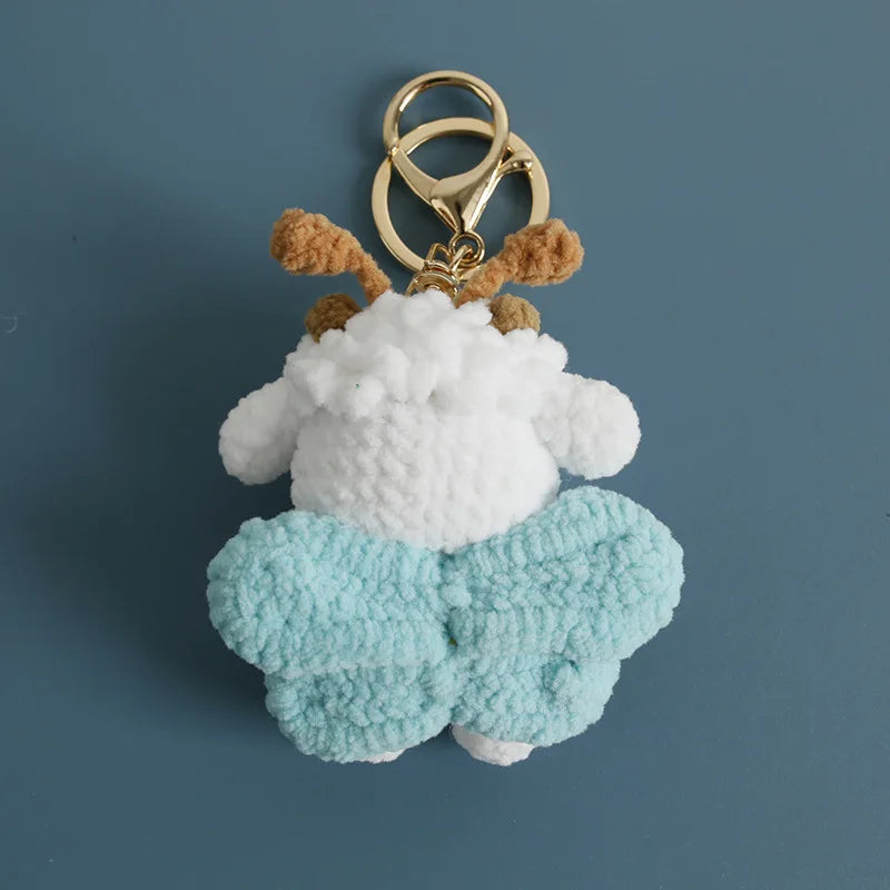 Funny Sheep Doll Crochet Keychains Custom Crochet Cartoon Animal Doll Series Keyring Knitting Bee Doll Cute Keychain Wholesale