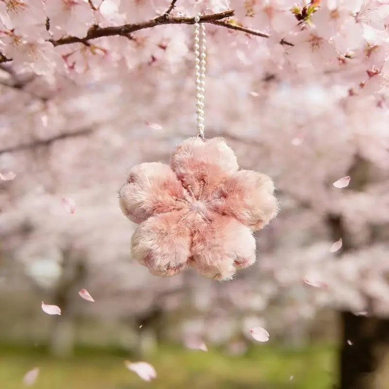 Cherry Blossom Plush Doll Pendant 2026 Pink Flower Keyring Kawaii Car Hanging Decoration for Girls Backpack Ornament