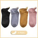 4 Pairs Lot Fashion Socks Women 2026 New Spring Cotton Color Novelty Girls Cute Heart Embroidery Casual Funny Ankle Socks Pack