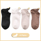 4 Pairs Lot Fashion Socks Women 2026 New Spring Cotton Color Novelty Girls Cute Heart Embroidery Casual Funny Ankle Socks Pack
