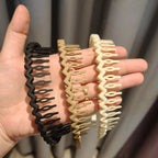 3Pcs Elegant Solid Color Wave Hairbands For Women Trendy Toothed Non-slip Hair Combs Hair Accessories Girl Face Wash Headbands