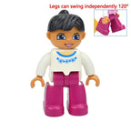Big Size Figures Building Block Doll Family Farmer Pirate Worker Doctor Policemen Large Brick Compatible Build House Duploes Toy
