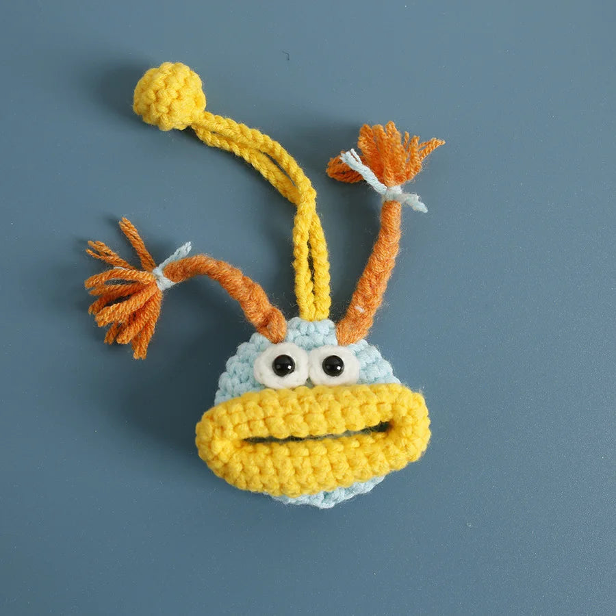 Cute Fruit Series Sausage Mouth Doll Crochet Keychains Custom Knitting Bag For Car Keys Holder Funny Doll Bag For Keys Storage