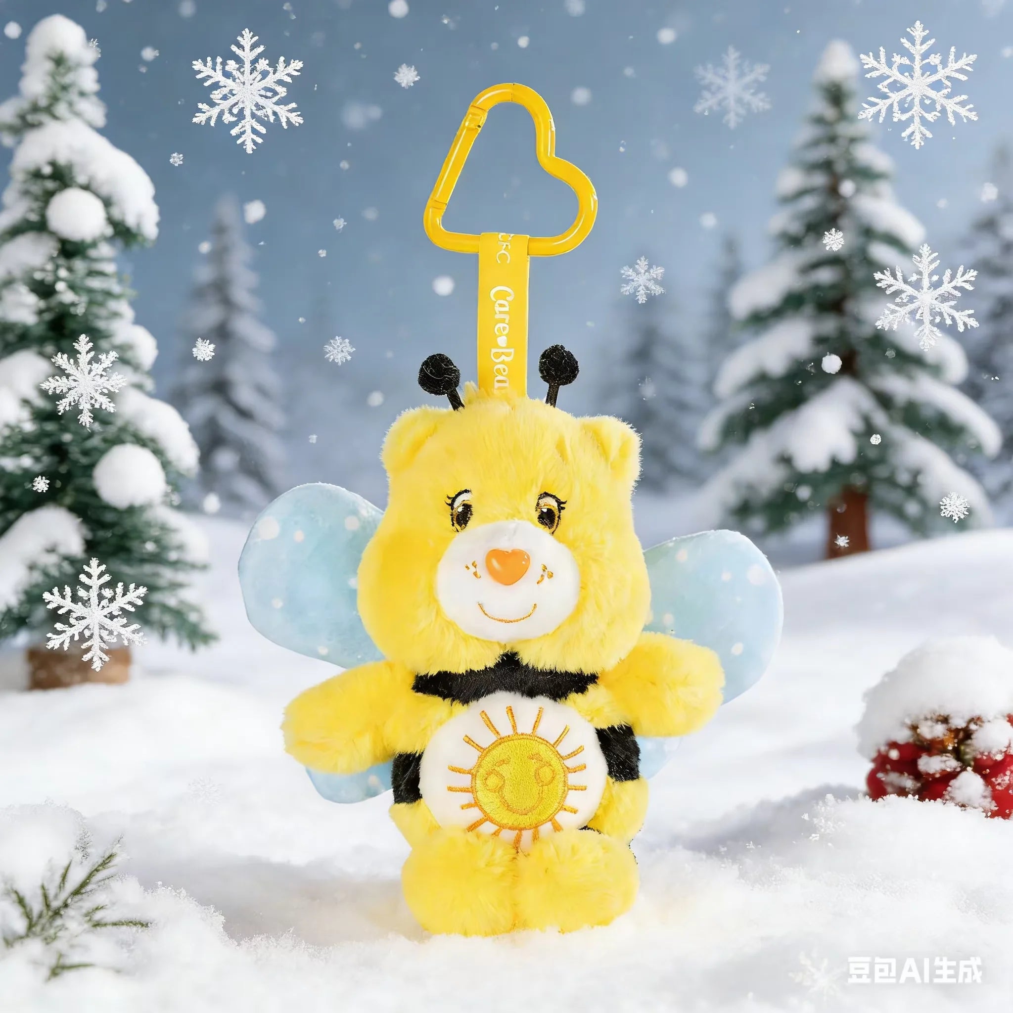 New Genuine Carebears Plush Rabbit Hat Keychain Rainbow Bear Doll Pendant School Bag Ornament Gift