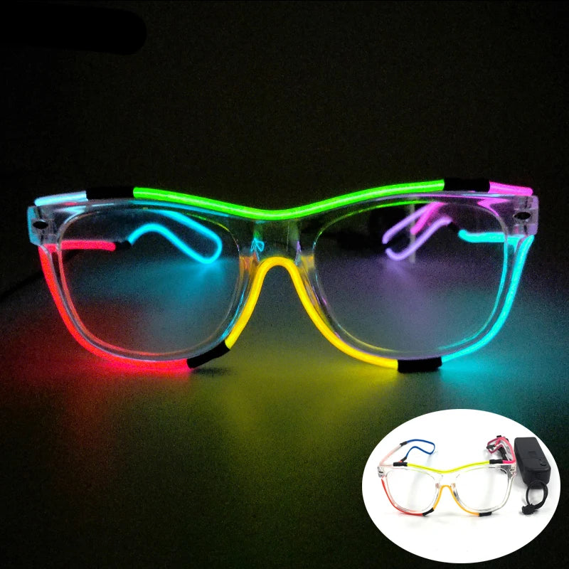1 pcs Punk Glasses Men Women Costumes Sunglasses Luminous Led Sunglasses Boys Girls Eyewear Halloween Christmas Decor Sunglasses