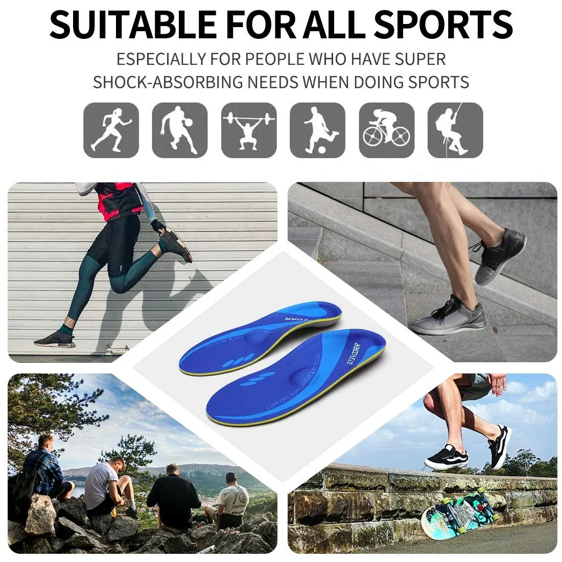 Arch Support Metatarsalgia Insole Plantar Fasciitis Pain Relief Orthotic Insert,Flat Feet Orthopedic Insoles Running Sport Sole
