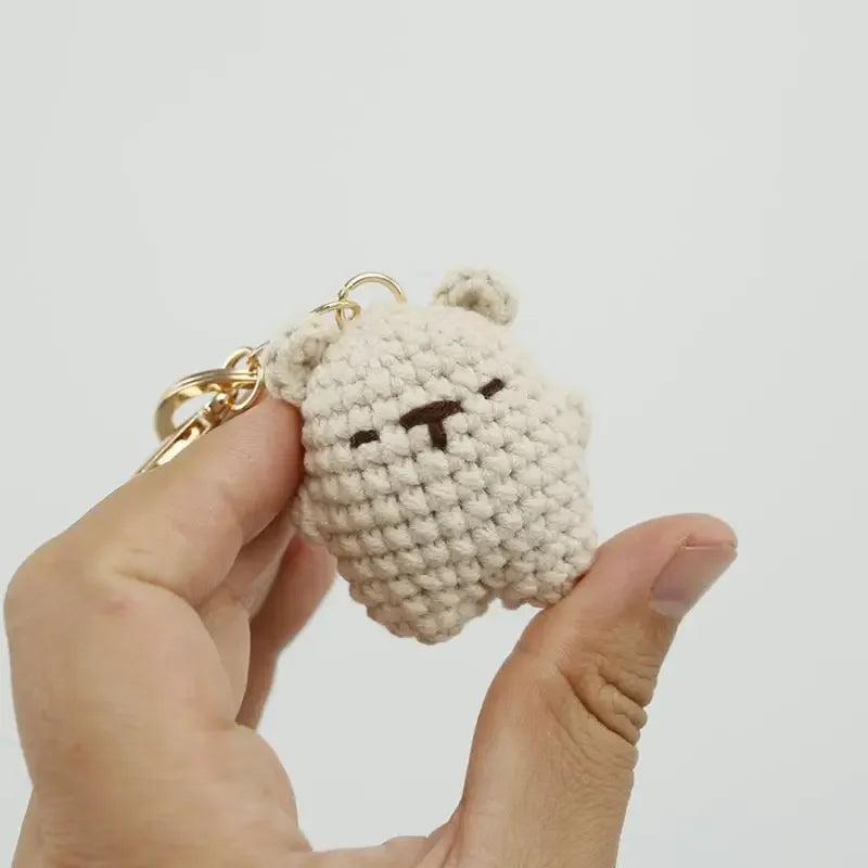 Cute Small Bear Keyrings For Couple Gifts Handmaking Knitted Bear Doll Keychain Animal Doll Crochet Keychain Custom Accessories