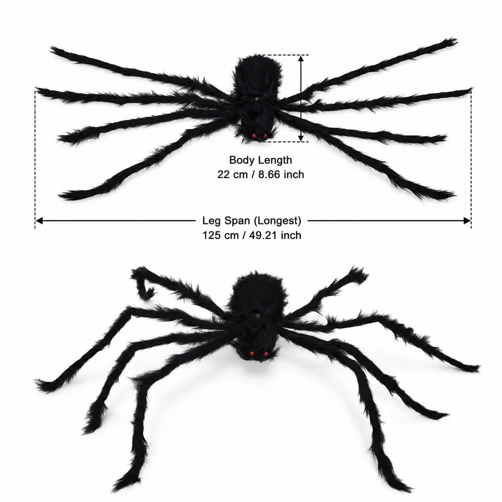 Large Black Spider for Halloween, Giant Spider Decoration, Professional Accessories, for Outdoor Yard, Scary Decoration