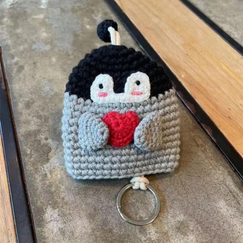 Cute Animal Doll Crochet Keychains For Keys Storage Funny Puppy Series Knitted Bag For Car Keys Holder Keyrings Custom Wholesale