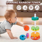 Rotated Rainbow Spinning Stacking Toys Baby Early Education Puzzle Development Intelligence Ring Toy For Kids Boys Wheel For Kid