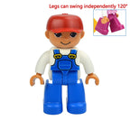 Big Size Figures Building Block Doll Family Farmer Pirate Worker Doctor Policemen Large Brick Compatible Build House Duploes Toy