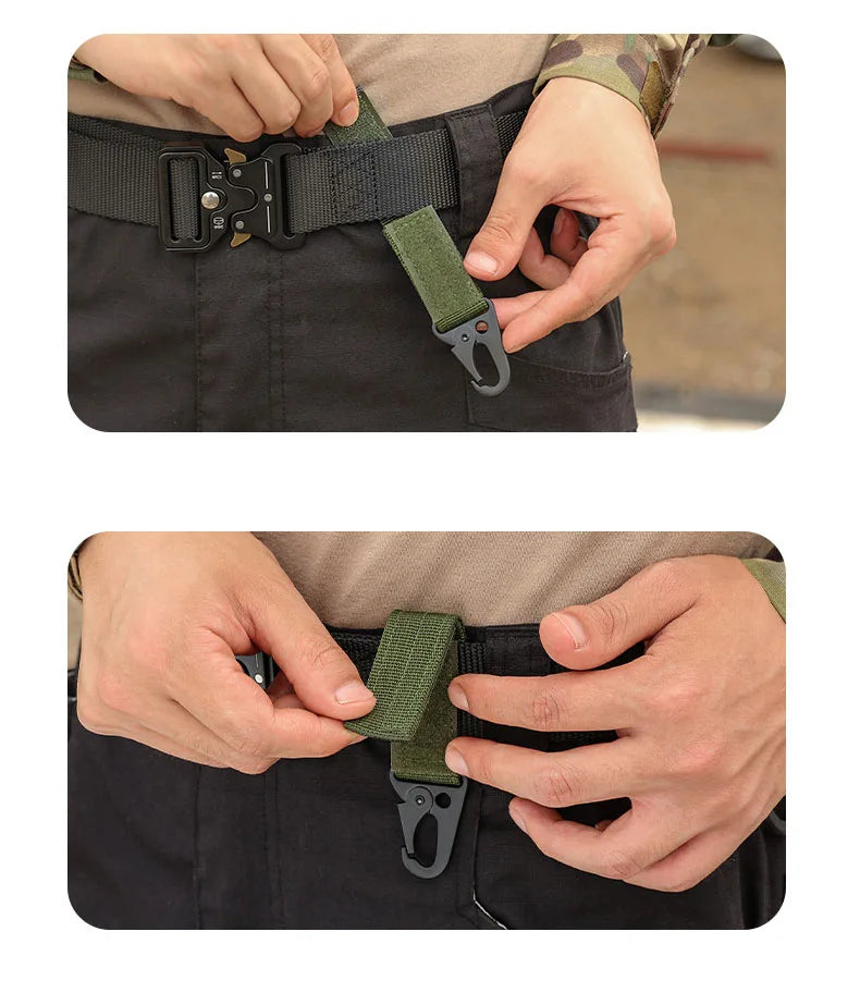 2/5 PCS.Tactical Hanging Buckle Molle Nylon Webbing Carabiner Belt Triangle Keychain for Outdoor Climbing Camping Tool Accessory
