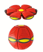 Magic UFO Flying Flat Disc Ball Toy with LED Light Outdoor Garden Sport Deformable Stress Relief Vent Ball for Kids Boys Girls