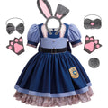 Girls Judy Bunny Police Officer Dress Disney Zootopia 2 Bunny Costume for Kids Cosplay Dress With Accessories Fancy Outfits