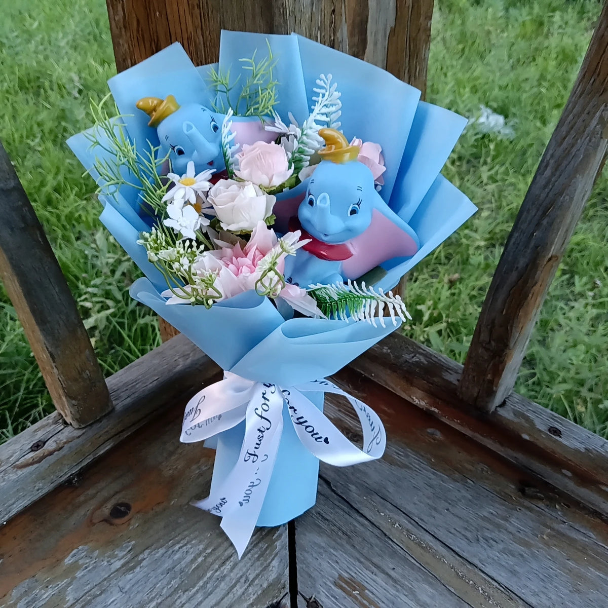 Anime Winnie the Pooh Pig Elephant Handmade Flower Bouquet Plush Doll Wedding Graduation Valentine Christmas Birthday Gifts