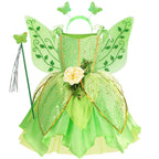 Girls Tinkerbell Fairy Costume – Green Princess Dress Outfit