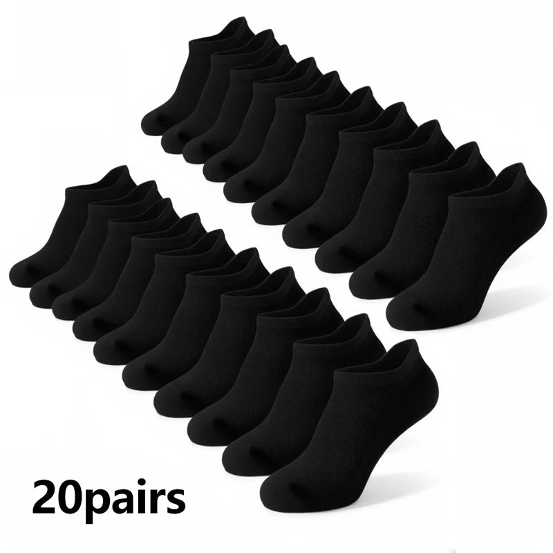 10/20 Pairs Men's Ankle Socks, Breathable Mesh Sports Socks, Casual Athletic Summer Thin Short Socks