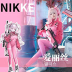 Women’s Nikki Alice Cosplay Costume Bodysuit with Ear Gloves Wig Cosplay Latex Cat suit Jumpsuit Jacket Suit