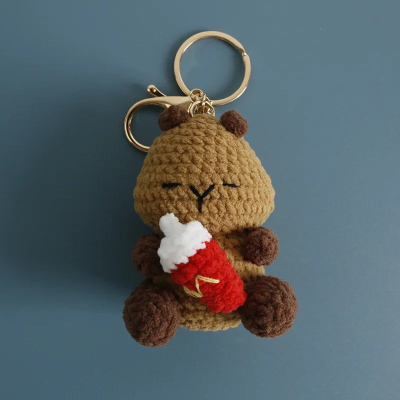 Funny Sheep Doll Crochet Keychains Custom Crochet Cartoon Animal Doll Series Keyring Knitting Bee Doll Cute Keychain Wholesale