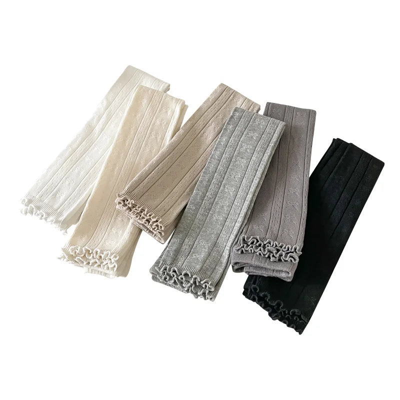 Spring Warm Girls Pants Solid Color Cotton Baby Leggings Lace Flower Skinny Pants Girl Leggings Children Trousers