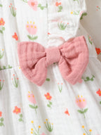Baby Girl's All Seasons Long Sleeve Print Floral With Bow Daily Jumpsuit For Newborn-6M Clothes +Headband