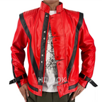 Michael Jackson Costumes Red Leather Jacket for Thriller Cosplay Halloween Adults XS-4XL