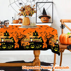1pc Orange Black Horror Ghost Table Cover Happy Halloween Tablecloth for Trick or Treat Theme Home Decoration