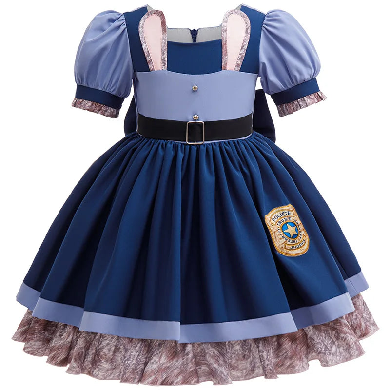 Girls Judy Bunny Police Officer Dress Disney Zootopia 2 Bunny Costume for Kids Cosplay Dress With Accessories Fancy Outfits
