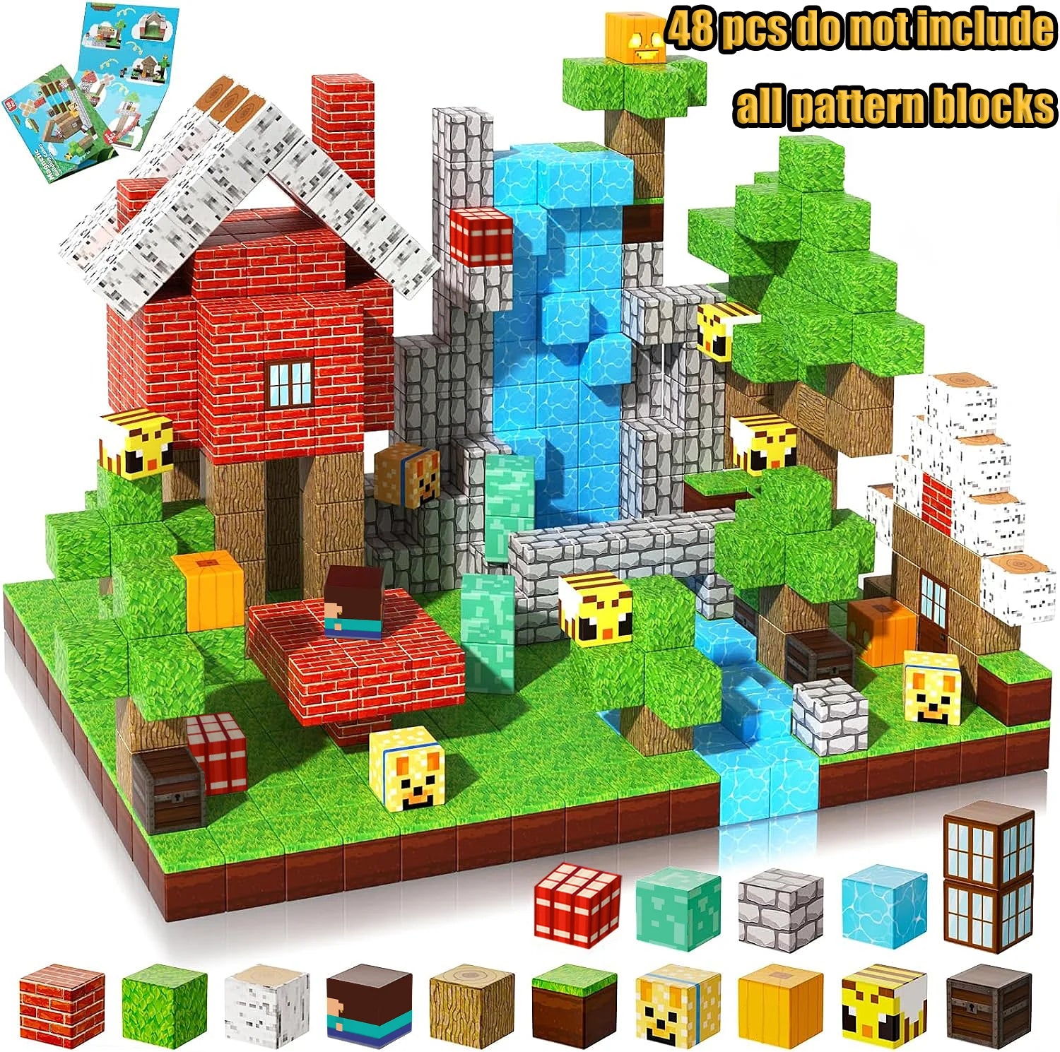New Magnetic Building Blocks Mine World Magnetic Cozy Forest Cabin Construction Brick Cube STEM Boy Girl Children Toy Set Gift