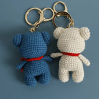 Cute Small Bear Keyrings For Couple Gifts Handmaking Knitted Bear Doll Keychain Animal Doll Crochet Keychain Custom Accessories