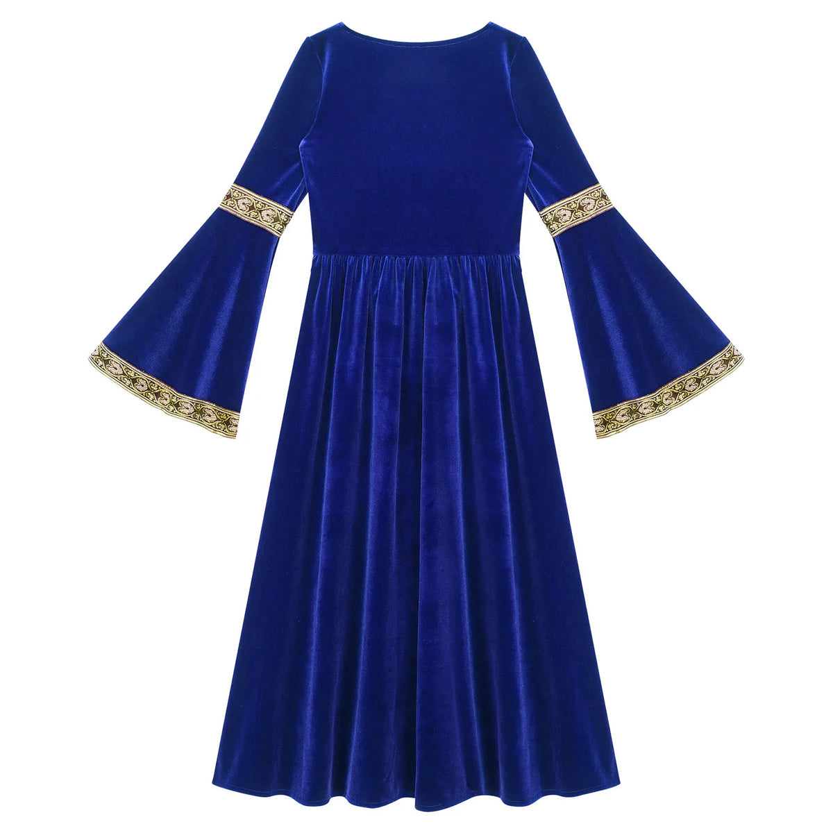 Girls Medieval Renaissance Princess Costume Velvet Long Flare Sleeve Vintage Dress Gown Carnival Party Cosplay Dress Up