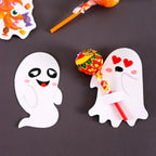 48pcs Ghost Lollipop Holder Happy Halloween Lollipop Decoration Paper Card Trick Or Treat Candy Pack kid Halloween Party
